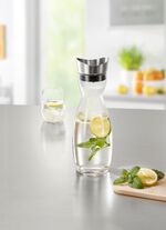 Glaskaraffe mit Edelstahl-Ausgiesser 