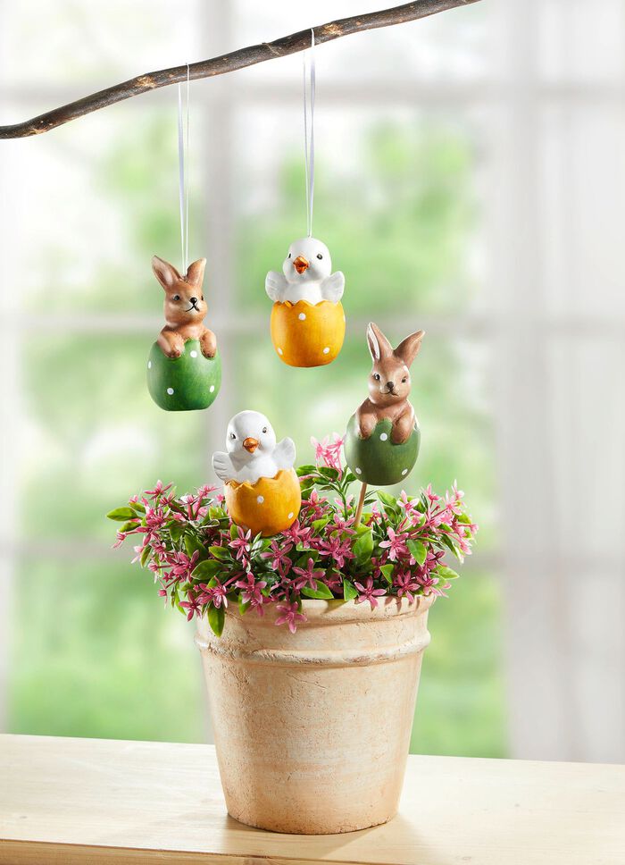  Fr&uuml;hlingsdekoration 2er-Set, aus Terrakotta 