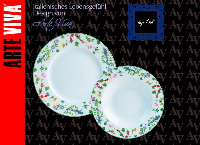 Porzellan-Geschirr Millefiori aus hochwertigem weissen Porzellan 