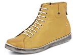 Schnür-Stiefelette aus hochwertigem Leder SENFGELB