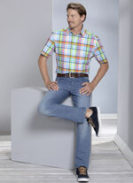 Kariertes «King's Road»-Hemd TÜRKIS-LIMETTE-BUNT KARIERT