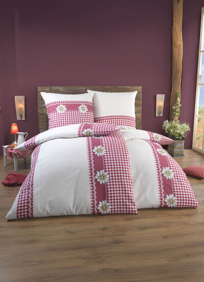 Beidseitig bedruckte Bettwäsche-Garnitur im Landhausstil 