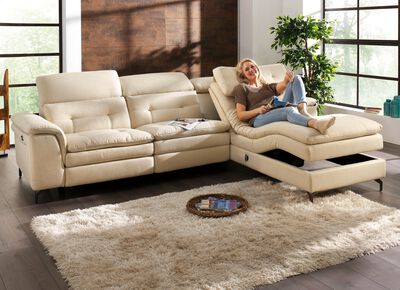 Polsterecke mit verstellbarer Kopfst&uuml;tze und Ottomane 