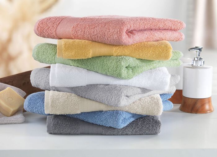 Kuschelige Frottier-Serie mit Bord&uuml;re BLAU