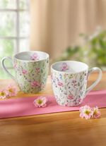 Henkelbecher mit fr&uuml;hlingshaftem Blumen-Motiv, 2er-Set 