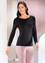 Shirt mit Schmucksteinen am Rundhalsausschnitt 