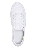 Schnürschuh mit Blüten-Stickerei in Spitzenoptik WEISS