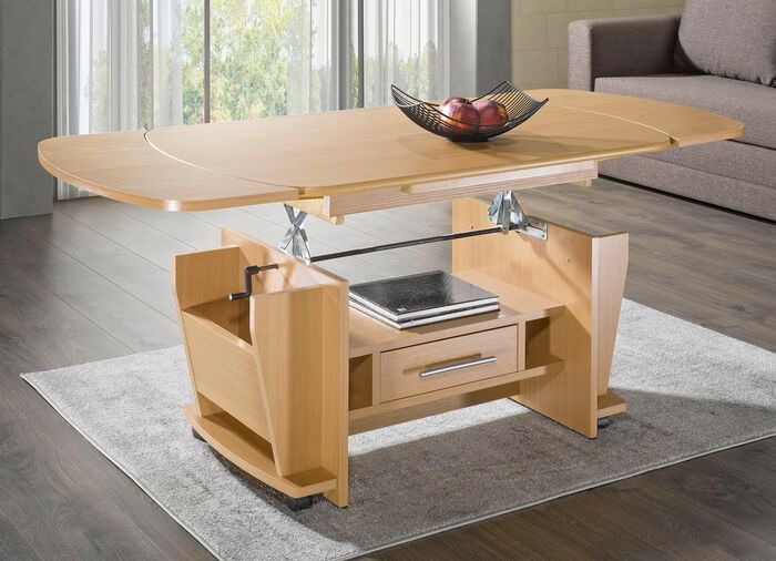 Couchtisch, auch h&ouml;henverstell- und ausziehbar BUCHE