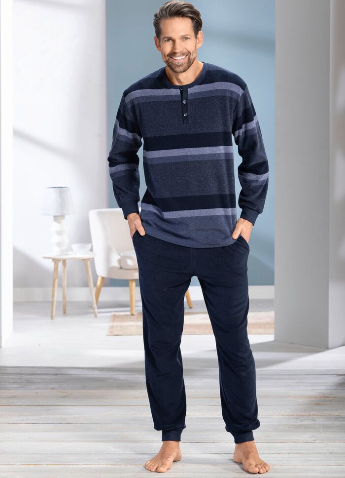 Frottier-Schlafanzug mit Knopfleiste 