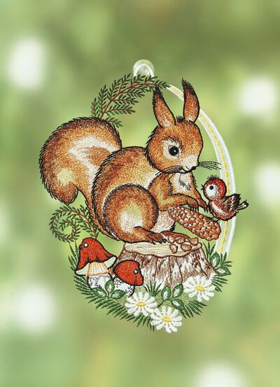 Fensterbild aus echter Plauener Spitze 