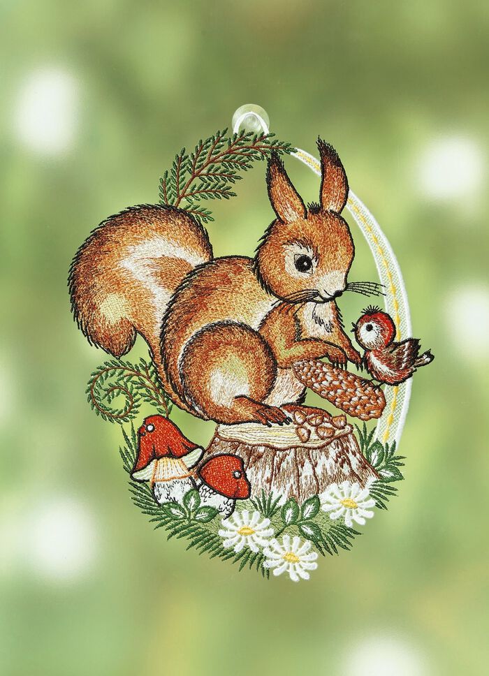 Fensterbild aus echter Plauener Spitze 