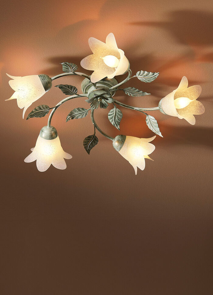 Deckenlampe, 5-flammig, mit Gestell aus Eisen 