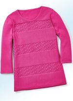 Pullover mit Struktur- und Ajourmix FUCHSIA
