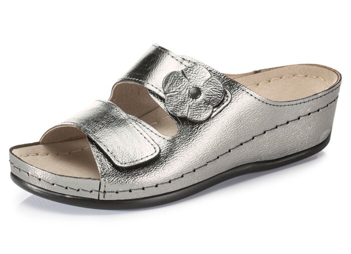 Pantolette mit Leder-Tieffussbett ANTIKBRONZE