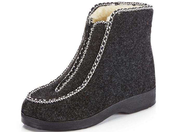 Warme Damen-Hausschuhe, Weite H, mit Reissverschluss 