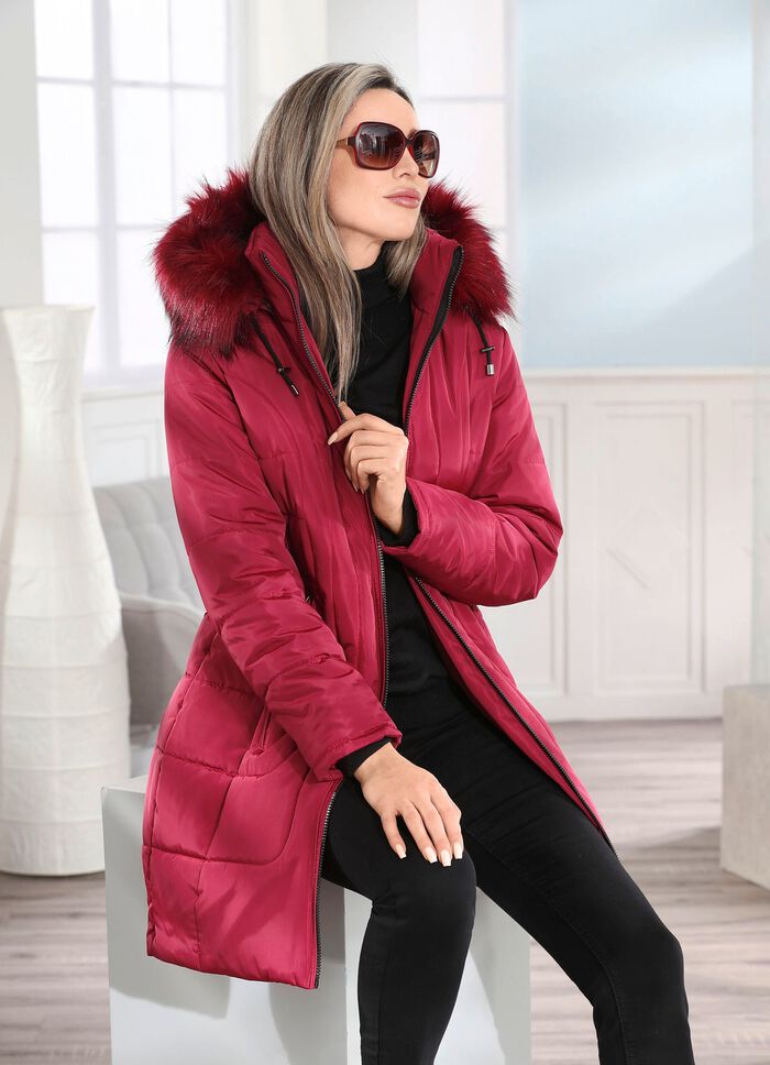 Kurzmantel mit 2-Wege-Reißverschluss KARMINROT