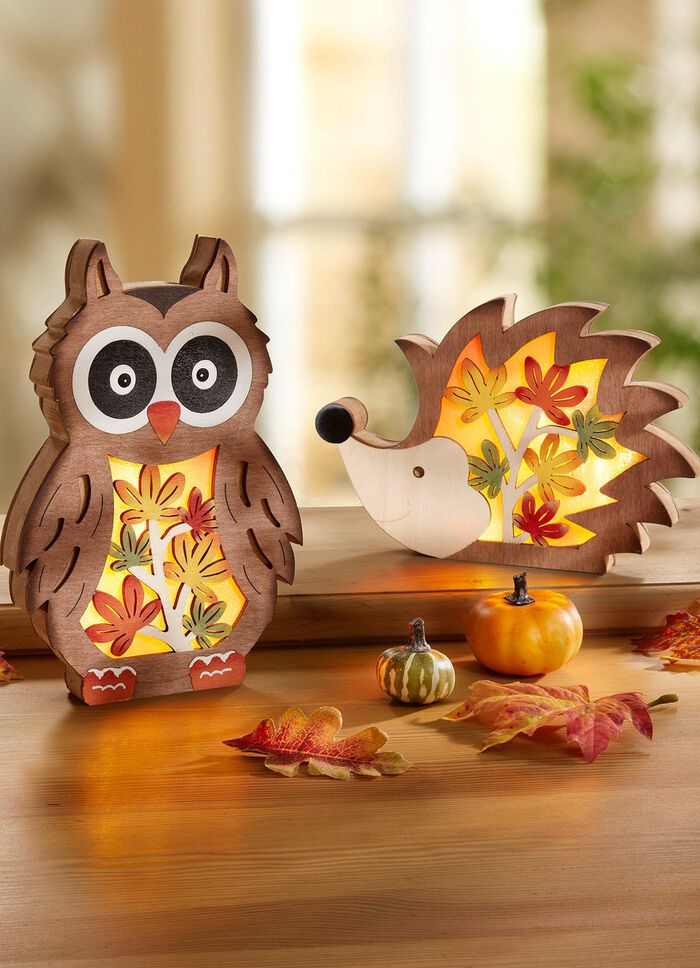 Beleuchtete Holz-Figuren, 2er-Set 
