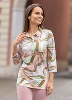 Poloshirt mit kurzer Knopfleiste  MINT-ROSENHOLZ-ECRU