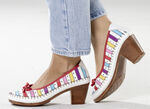 Gemini Pumps aus Rind-Nappaleder mit Schleife WEISS-MULTICOLOR