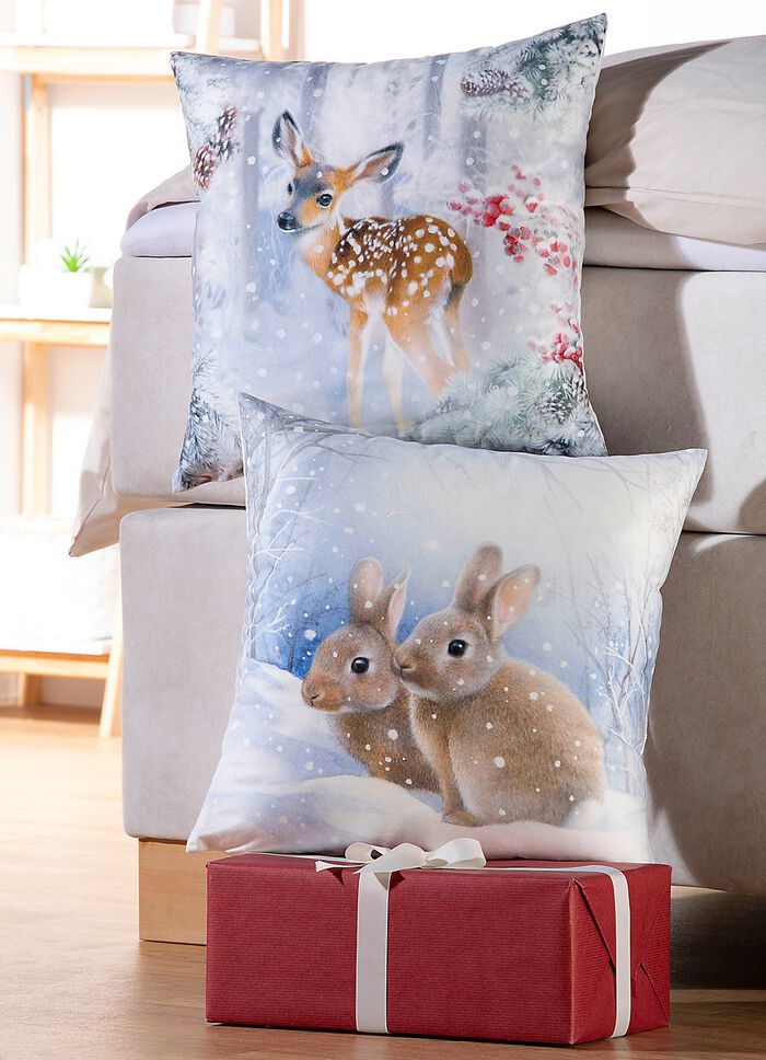 Samtweiche Kissenbez&uuml;ge mit Reissverschluss ECRU-BUNT