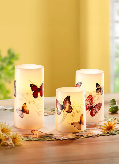 LED-Echtwachskerze, 3er-Set, , large