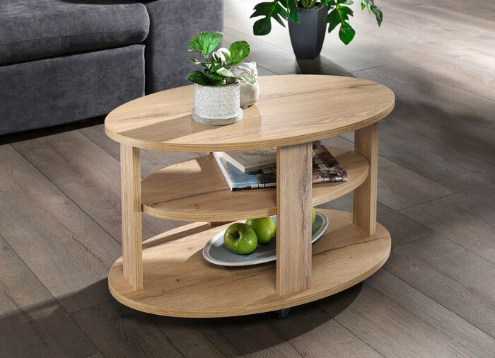 Couchtisch auf Rollen EICHE