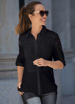 Bluse mit Hemdkragen SCHWARZ