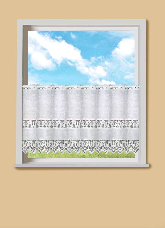 Kleinfenster-Vorhang mit gezacktem Abschluss und Stangendurchzug 