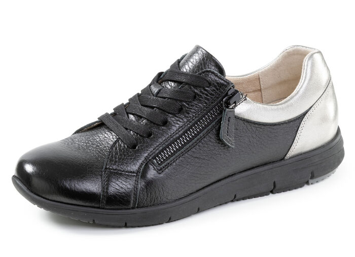 ELENA EDEN, bequeme Damen-Sneaker, Weite G, mit herausnehmbarem Fussbett SCHWARZ-SILBER