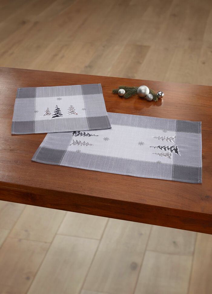 Tisch- und Raumdekoration in Leinenoptik WEISS-GRAU