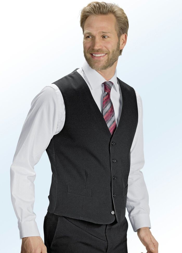 Anzug, mit Wendegilet und zwei Hosen SCHWARZ-SILBERGRAU