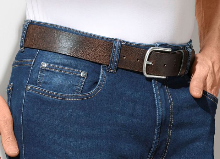 Klassischer Herren-Gürtel, aus Leder, 4 cm breit DUNKELBRAUN