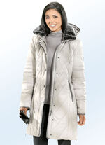 Funktions-Kurzmantel kontrastfarbenen Nappaleder-Imitatpaspeln KIESEL