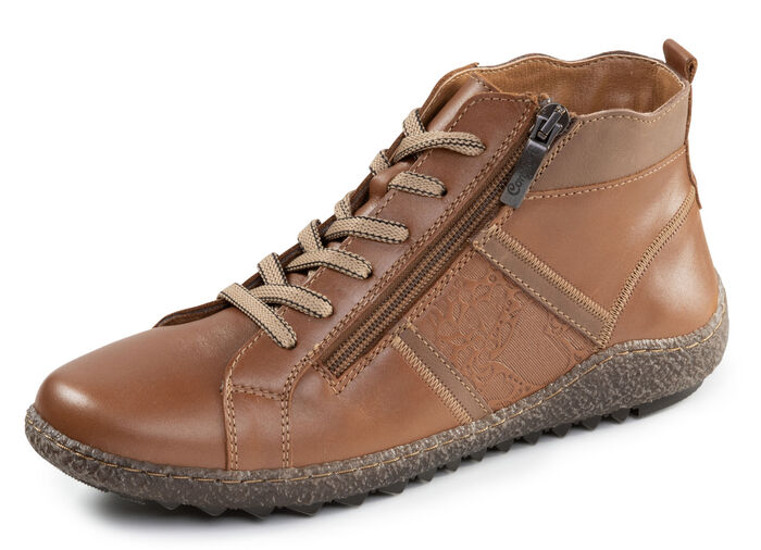 ELENA EDEN, bequeme Damen-Boots, Weite G, mit herausnehmbarem Fussbett COGNAC
