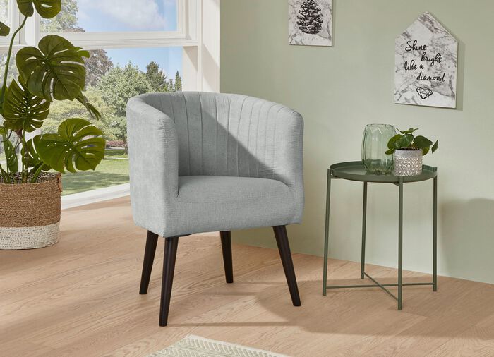 Sessel auf schwarzen Massivholzf&uuml;ssen SILBER