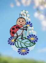 Fensterbild mit Marienk&auml;fer-Motiv 