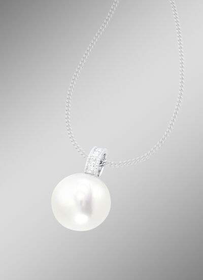Anhänger mit Süsswasser-Zuchtperle und Brillanten 
