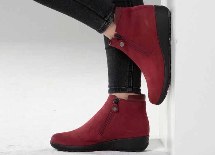 ELENA EDEN Stiefelette mit Nappaleder-Besatz RUBINROT