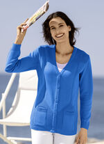 Strickjacke mit streckender Struktur AZURBLAU