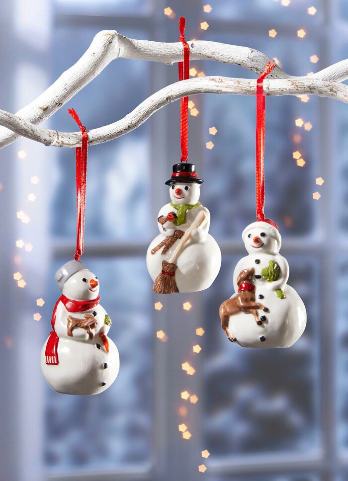Schneemannh&auml;nger aus Porzellan, 3er-Set 