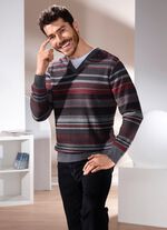 Gestreifter V-Pullover in 2 Farben 