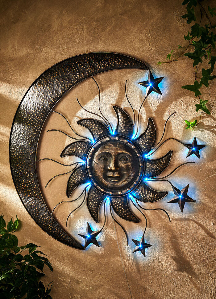 Solar-Wanddeko «Sonne und Mond» KUPFER