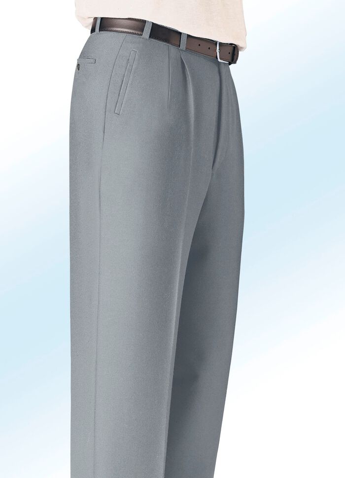 &laquo;Klaus Modelle&raquo;-Hose mit seitlichen Paspeltaschen SCHILFGR&Uuml;N MELIERT