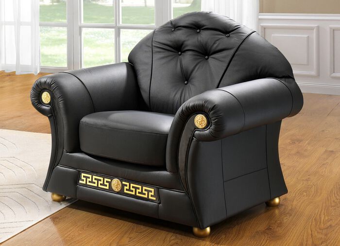 Frei im Raum aufstellbare Polstermöbel mit echtem Lederbezug SCHWARZ