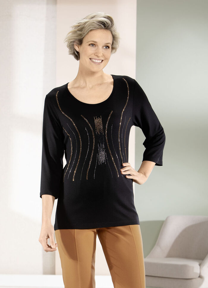 Shirt mit kontrastfarbenen Zierplättchen, 