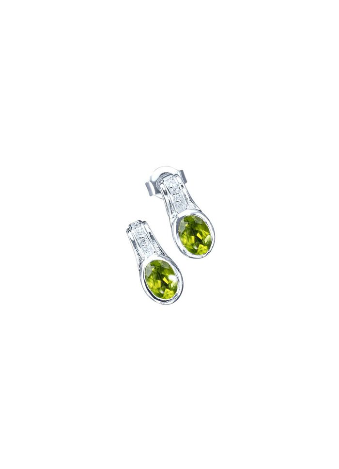 Strahlende Ohrstecker mit echt Peridot und synth. Zirkonia 