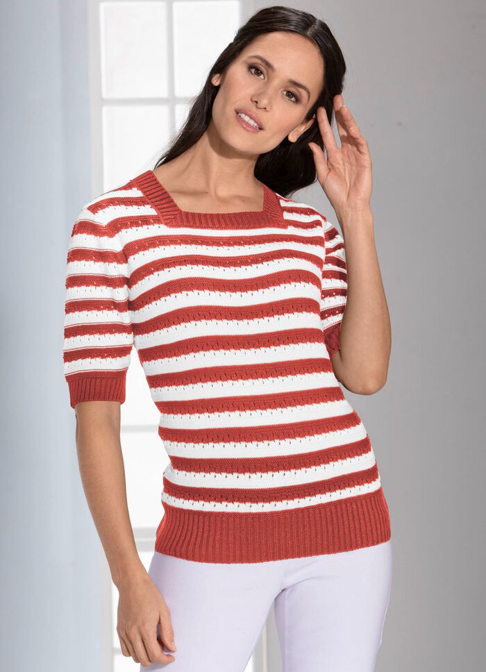 Pulli in Ringeldessin TERRA-WEISS