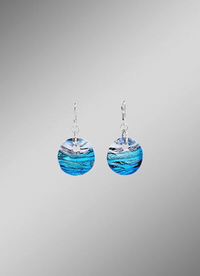 Ohrringe aus Muranoglas in T&uuml;rkis- und Silbert&ouml;nen 