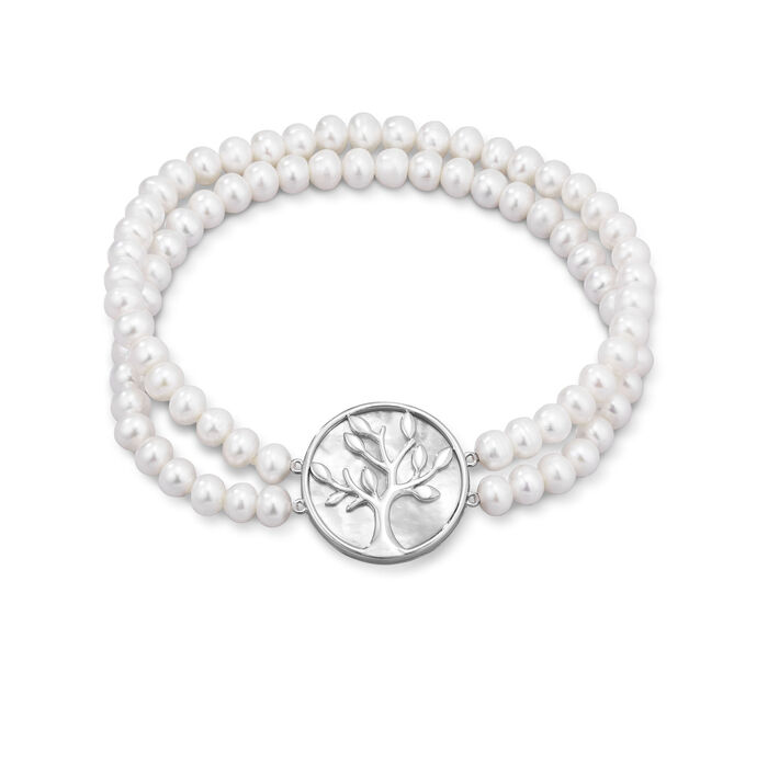 Elastisches 2-reihiges Armband mit Süsswasser-Zuchtperlen 