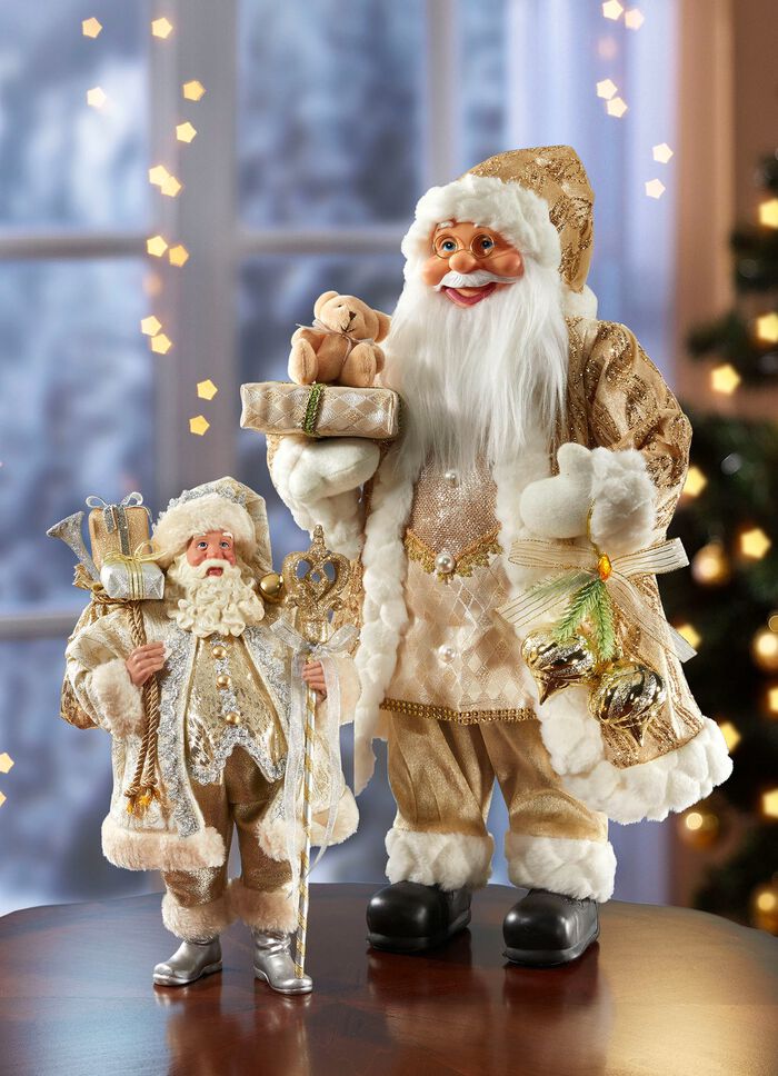 Handgefertigter Weihnachtsmann GOLD-SILBER-WEISS